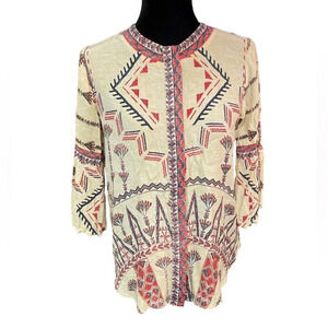 NEW Label Ritu Kumar Ballon Sleeve Printed Kurti Top size Medium